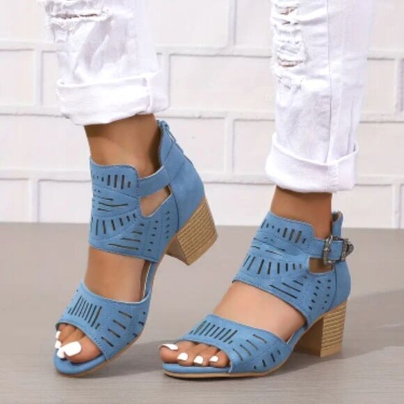 Chunky heel open toe sz 9 - Picture 2 of 3